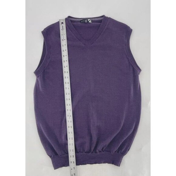 Vintage Saks Fifth Avenue 100% Merino‎ Wool Purple Vest Size Large Made In Italy - Picture 7 of 8